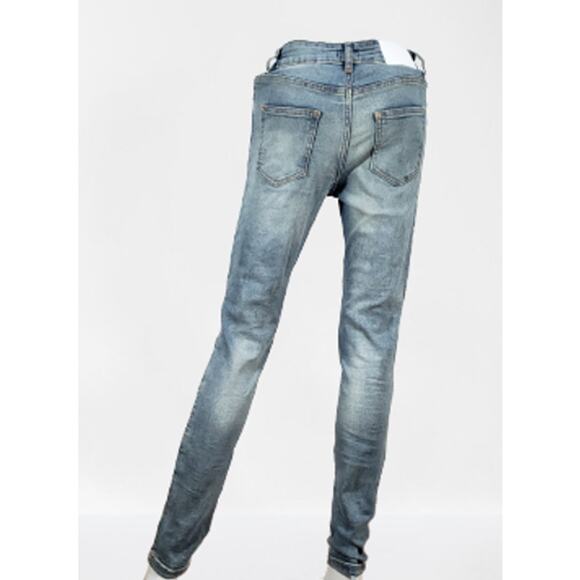 Man Boohoo Man, Men's Skinny, Frayed holes, Patches, 5 pocket, Blue Jeans, 28R - Picture 2 of 9